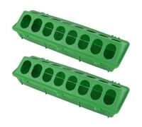 Amosfun 2 Comederos para Palomas Anti-dispersión de Alimento, Cuencos de Plástico Verde 30x12,5x8 Cm, Accesorios para Jaula, Surtidor para Alimentación Interior y Exterior
