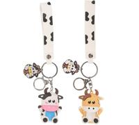 Amosfun 2 Llavero De Vaca De Dibujos Animados Para Bolsa Y Mochila Colgante Regalo De Pareja Accesorios De Moda 4.52X1.77X0.78 Pulgadas