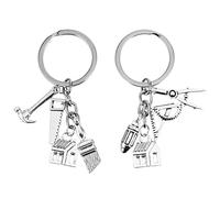 Amosfun 2 llaveros de arquitectura para regalo de arquitectura, estudiante, ingeniero de estudiantes, llavero, con colgante para graduación, color plateado