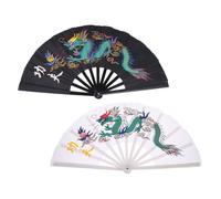 Amosfun 2 Piezas Abanicos Plegables Plásticos Kung Fu Ligero para Tai Chi y Danza Ventilador Manual Chino con Sonido Interactivo para Boda Fiesta y Festival Japonés