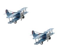 Amosfun 2 Piezas Adorno de Modelo de avión Retro Chorro decoración de avión Vintage biplanos Actividades de avión para maquetas de Aviones a Gran Escala Adorno de avión Planchar Blue