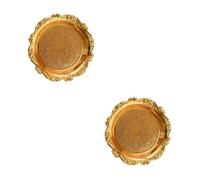 Amosfun 2 Piezas Bandeja de Velas bandejas Decorativas Bandeja Decorativa Bandeja de mármol Plato de joyería decoración Bandeja de postres Europeos Bandeja de postres Antigua Metal Golden