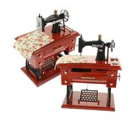 Amosfun 2 Piezas Caja de Música Vintage Máquina de Coser Mecánica Retro Decoración Escritorio Miniatura Detallada para Coleccionistas