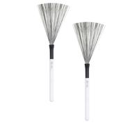 Amosfun 2 Piezas Cepillo para Baquetas Cepillo de Alambre de Acero Mango de Madera, Blanco, Efecto de Retorno Elástico, Mango Cómodo, para Batería de Jazz, Práctica, Bateristas y Bandas