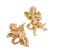 Amosfun 2 Piezas Estatua de ángel esculturas de Pared Estatua del jardín de Hadas Adornos de Escultura de la Diosa del ángel Muro de los ángeles Colgantes ángel Modelo Resina Dorado