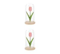 Amosfun 2 Piezas Lámpara De Adorno De Tulipán Comedero Automático para Perros Decoración Rompecabezas Alimentador De Cámara Tulipanes De Tulipanes Únicos Almohadilla Madera Rosa