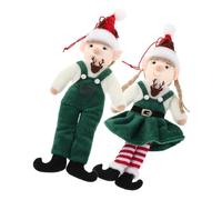 Amosfun 2 Piezas Muñecos de Duende Navideño de Felpa Colgantes para Árbol Decoración Festiva para Hogar y Fiesta Juguetes de Suaves para Regalo Navideño