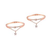 Amosfun 2 Piezas Oro Rosa Brazalete De Diamantes De Imitación Joyas De Mano Estrella Colgantes De Cristal Colgante De Brazalete Con Estrella Sol Pulsera Pentagrama Perder