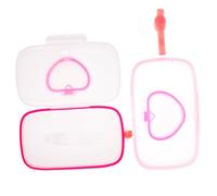 Amosfun 2 Piezas Porta Húmedas Portátil para Niña Caja Dispensadora Reutilizable de Seguro con Botón de Apertura y Cinturón para Cochecito y Cuna de Blanco y Rosa