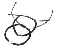 Amosfun 2 piezas Pulseras de Hilo Trenzado Negras para Madre Hija Juego de Pulseras de Cuerda con Diseño de Corazón Brazaletes Ajustables para Parejas y Accesorio Diario