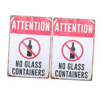 Amosfun 2 Piezas Señal de Seguridad para Piscinas Exteriores de Hierro Resistente al Clima Advertencia Clara de No Permitir Envases de Vidrio en Áreas de Alto Tráfico