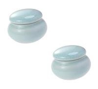 Amosfun 2 Piezas Tarro De Té De Cerámica Con Tapa Pequeños Tarros De Crema Con Tapas Recipientes Con Tapas Artículos De Tocador De Viaje Tarro De Fundación Viajar Horno Ding Vidrio