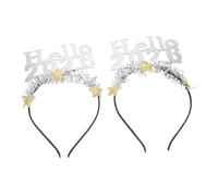 Amosfun 2 Piezas Year Hair Hoop Hello Glitter Star Headband Tiara Accesorio Festivo para Adultos para Celebraciones de Año