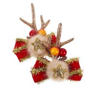 Amosfun 2 Pinzas Para El Pelo Navideñas, Lindas Horquillas Para El Pelo Con Cuernos De Reno, Orejas De Cuernos De Ciervo De Navidad, Tocados Con Lazo De Estrella Y Para Mujeres,