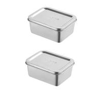 Amosfun 2 Uds Caja De Muestra De Acero Inoxidable Contenedores Grandes De Alimentos Contenedores De Almacenamiento De Alimentos Para Nevera Contenedor De Alimentos De Acero Inoxidable