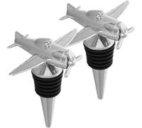 Amosfun 2 unids tapones para vino herméticos tapón para botella avión inserto tapón vino botella de vino botella de vino tapón de vino vacío metal plateado