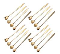 Amosfun 20 Cucharas de Postre de Acero Inoxidable Dorado Cucharillas Pequeñas Mango Largo para Café Té y Helado Juego de 20 Piezas para Servir en Fiestas y Reuniones Familiares