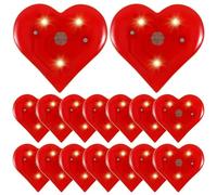 Amosfun 20 Piezas de Broches en Forma de Corazón Rojo Luminosa para San Valentín - Insignias Intermitentes y Decorativas para Ropa y Accesorios