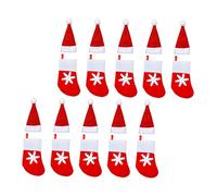 Amosfun 20piezas Vajilla Navideña Rojo Fundas para Botellas De Navidad Adornos Navideños para Decoración De Fiesta Cubiertos De Navidad