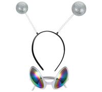 Amosfun 2pcs Alien Gafas de disfraz con antena marciana Boppers lente de color arco iris Alien Gafas de sol Boppers para Halloween, Navidad, fiesta de adultos y niños Favores Accesorios