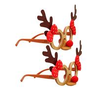 Amosfun 2pcs Navidad gafas divertido partido favorecido niños adultos juguetes cuernos vasos decorativos dibujos animados marco gafas partido gafas fotos accesorios