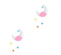Amosfun 2piezas Nubes Decorativas Colgantes Estrellas y Luna Para Decoración De Habitaciones De Bebés Adornos De Pared Para Fotografía y Fiestas Nube Rosa Luna Blanca Estrellas