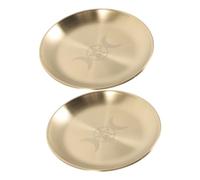 Amosfun 2piezas Placa Luna Trifásica Bandeja De Metal para Velas Plato Portavelas De Altar Plato para Velas Rituales Decorativo Bandeja De Almacenamiento Redonda Decoración De Altar