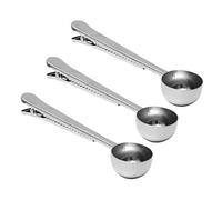 Amosfun 3 piezas Cucharas Medidoras de Café Inoxidable con Clip para Bolsas de Multifuncionales para Café Leche Polvo y Especias