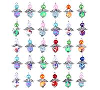 Amosfun - 30 abalorios de ángel coloridos con alas de ángel, para hacer joyas, manualidades, accesorios para collar y pulsera (mezclado)