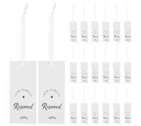 Amosfun 30 Unidades Cartel para Silla de Boda con Cinta de Papel y Poliéster 14x6 Cm, Fácil de Colgar para Organizar Asientos en Shower y Cena de Ensayo