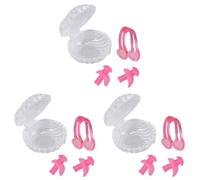 Amosfun 3piezas Tapones De Impermeables y Clip Para Nariz Para Natación Accesorios De Surf y Natación Color Rosa