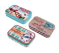 Amosfun 3piezas Tarro de Obsequio de Piñones Caja de Hojalata para Dulces Caja para Envolver Dulces para Fiesta de Navidad Paquete de Obsequio de Navidad Material de Lata Decoración Festiv