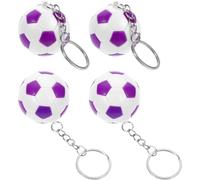 Amosfun 4 Llaveros Colgantes Forma de Balón de Fútbol para Mochilas, Adornos Decorativos de Pvc y Metal Ideales como Regalos para Fiestas y Uso Diario