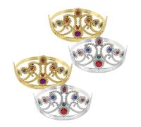 Amosfun 4 Piezas Coronitas de Rey y Reina para Halloween y Bodas Accesorios de Disfraces Ligeros para Fiestas de y Celebraciones para Adultos