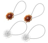 Amosfun 4 Piezas Cortinas Magnéticas con Hebilla Flor Acrílica Sujetadores de Alambre de Acero para Cortinas Clips de Retención para Hogar Oficina y Decoración Festiva