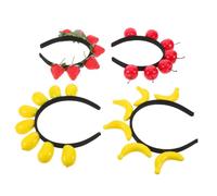 Amosfun 4 Piezas Diadema Frutal para Mujer Accesorios de Cabello con Fresa Plátano Mango y Manzana Roja Tocado Tropical Ligero para Fiestas Carnaval y Cosplay