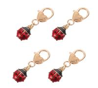 Amosfun 4 Piezas Llavero de Mariquita Decorativo de Aleación Roja, Ligero y Compacto, Adecuado para Uso en Casa U Oficina, Diseño Kawaii y Estilo Juguetón para Adultos