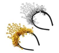 Amosfun 4 Piezas Year Hair Hoops Glitter Tinsel Headbands For Women Lightweight Non-slip Holiday Photo Props For Party Celebration