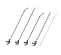 Amosfun 5 Piezas Cucharas Inoxidable con Creativas para Bebidas Café y Cócteles Incluye Cepillo de Limpieza para Fiestas y Uso Diario
