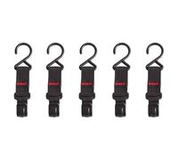 Amosfun 5 Piezas Gancho de Camping Portátil S en Nylon y Plástico | Colgador Negro Correa Resistente, Costura Firme, Orden Seguro para Tienda, Cocina y Cobertizo