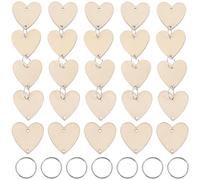 Amosfun 50 Discos De Madera En Forma De CorazóN Con Bucles De Hierro Para Colgar Accesorios Para Calendario Colgante De Madera Recordatorio De CumpleañOs Y DecoracióN Para Manualidades Y Fiestas
