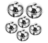 Amosfun 6 cascabeles plateados con recortes de estrellas, campanas de trineo de metal rústico para árbol de Navidad, decoración de manualidades, decoración del hogar, boda, adornos colgantes