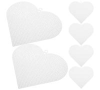 Amosfun 6 Láminas de Lona de Plástico de Malla en Forma de Corazón 16,8 Cm, Material para Hacer Bolsas Diy, Malla Plástica Decorativa para Crochet y Bordado en Manualidades