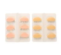 Amosfun 6 Pares de de Silicona para Práctica de Extensiones de Pestañas Pestañas Extraíbles, Imitadores de Tejido Cutáneo, Fáciles de Almacenar para Maniquí