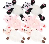 Amosfun 6 Piezas de Lazos Pelo de Animales de Peluche Esponjosos, Coleteros Elásticos Suaves para Niñas y Mujeres, Colores Variados (conejo, Panda, Vaca), Accesorios para Cabello Diario