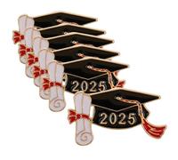 Amosfun 6 Pines de Solapa de Sombrero de Doctorado en Aleación de Zinc Negro, Broche Elegante y Duradero para Celebración y Obsequio de Graduación 2025