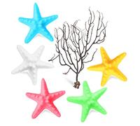 Amosfun 6piezas Decoraciones De Submarinos Forma De Abanico De Mar y Simulación De Rama De Marino para Decoración De Paisaje para Peceras y Acuarios