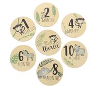 Amosfun 7 Piezas Decoración de Madera Doble Cara para Bebés Tarjetas de Crecimiento y Momentos Infantiles Accesorios Fotográficos para Recién Nacidos y Registro de Meses