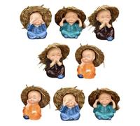 Amosfun 8piezas Estatua de Buda Figuritas de Estatua de Resina Adornos para Decoración de Hogar Oficina y Coche Manualidades de Modelado