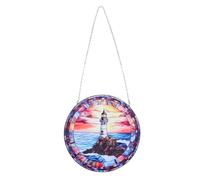 Amosfun Adorno para ventana de cristal de colores, faro, atrapador de sol con cadena, adorno de cristal colorido, para ventana, jardín, hogar, boda, decoración de fiesta